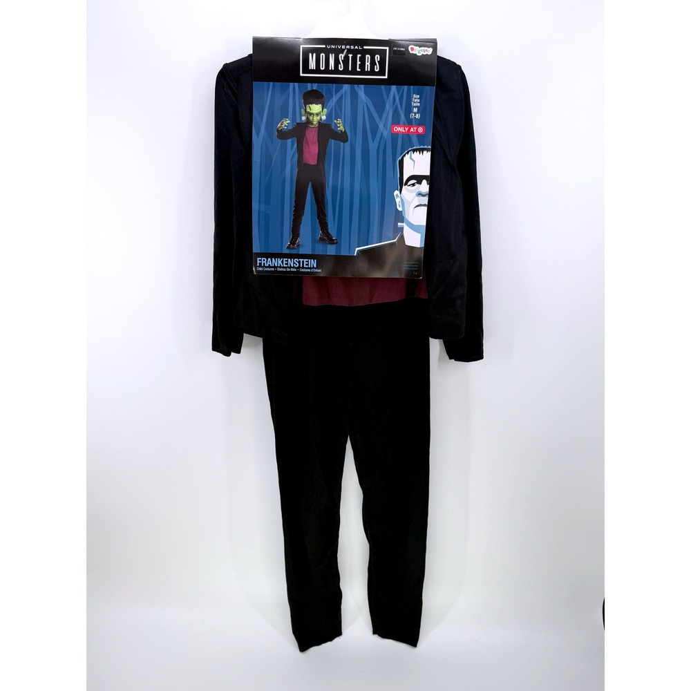 Monsters Frankenstein Child Costume Disguise Size M 7-8 Jumpsuit Mask Universal